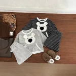 【73-110cm】 熊柄 ボーダー セットアップ - 画像 (5)