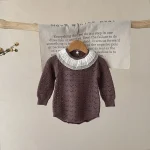 【66-90cm】 レース襟 ニット ロンパース - 画像 (5)