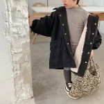 【80-150cm】 韓国風 暖かい フート付き ロングコート - 画像 (11)