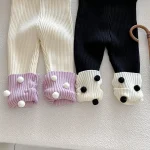 【66-100cm】 ボンボン付き カラー切り替え レギンス - 画像 (5)