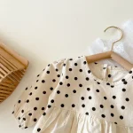 【66-100cm】 ワンピース風 ドット ロンパース - 画像 (4)