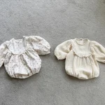 【66-90cm】 花柄 ナチュラル ロンパース - 画像 (5)