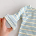 【66-100cm】 カモデザイン サロペット ＆ ボーダー シャツ 2点セット - 画像 (8)