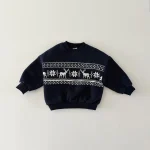 【80-130cm】 鹿柄 ボア付き トップス - 画像 (9)