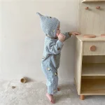 【66-90cm】帽子付き 梨柄 ワッフル オールインワン or セットアップ - 画像 (8)