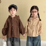 【80-150cm】 フード付き ポケット付き アウター - 画像 (2)