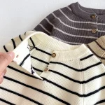【66-90cm】 ボーダー ニットトップス＆サロペット 2点セット - 画像 (14)