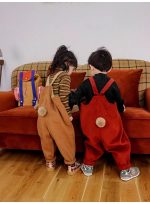 【80-110cm】 レトロ ボンボン付き サロペット - 画像 (9)