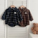 【66-100cm】 チェック 犬柄 ロンパース - 画像 (12)