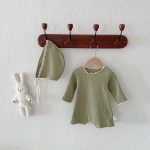 【66-90cm】 韓国風 帽子付き ワッフル オールインワン - 画像 (9)