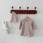 【66-90cm】 韓国風 帽子付き ワッフル オールインワン - 画像 (12)
