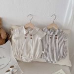 【66-90cm】ロンパース ストライプ 無地 シンプル ベビー服 - 画像 (6)