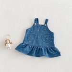 【73-110cm】ワンピース デニム ハート 蝶結び おしゃれ 女の子 - 画像 (4)