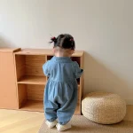 【66-100cm】ベビー 女の子 丸襟 デニム ロンパース - 画像 (4)