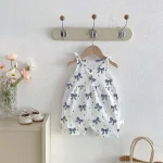 【66-90cm】ベビー かわいい リボンORボーダーORハート柄 ロンパース - 画像 (8)
