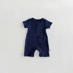 【66-90cm】ベビーナチュラル 無地 半袖 ロンパース - 画像 (7)