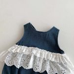 【66-90cm】デニムロンパース レース ノースリーブ 可愛い ベビー服 - 画像 (10)