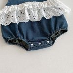 【66-90cm】デニムロンパース レース ノースリーブ 可愛い ベビー服 - 画像 (12)