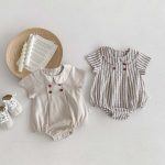 【66-90cm】ロンパース ストライプ 無地 シンプル ベビー服