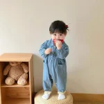 【66-100cm】ベビー 女の子 丸襟 デニム ロンパース - 画像 (5)