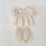 【66-100cm】ブラウス＆ブルマ パフスリーブ チェック シンプル ベビー服 - 画像 (12)