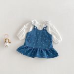 【73-110cm】ワンピース デニム ハート 蝶結び おしゃれ 女の子 - 画像 (2)