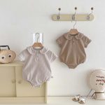 【66-90cm】ロンパース ワッフル 無地 シンプル 肌に優しい - 画像 (9)