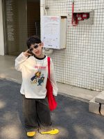 【90-160cm】長袖 Tシャツ 男の子 合わせやすい トレンド感 ラフ トップス