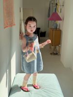 【90-140cm】ワンピース 女の子 デニム カートゥーン - 画像 (3)