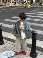 【100-160cm】アウター 男の子 デニム素材 ストリート 合わせやすい トップス - 画像 (6)