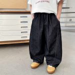 【90-150cm】デニムパンツ 男の子 配色切替 薄手 カジュアル 韓国風 ロングパンツ - 画像 (5)