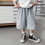 【90-150cm】ショートパンツ 男の子 ロゴプリント ウエスト紐付き やわらか カジュアル ボトムス
