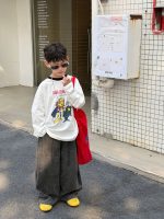 【90-160cm】長袖 Tシャツ 男の子 合わせやすい トレンド感 ラフ トップス - 画像 (3)