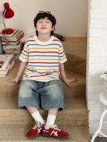 【90-150cm】半袖Tシャツ 男の子 ボーダー柄 クルーネック 薄手 カジュアル 韓国風 トップス - 画像 (3)