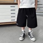 【90-150cm】ショートパンツ 男の子 ロゴプリント ウエスト紐付き やわらか カジュアル ボトムス - 画像 (3)