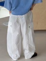 【90-160cm】パンツ 男の子 ボタンフライ カーゴパンツ ゆったり - 画像 (4)