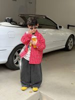 【90-160cm】シャツ 男の子 チェック柄 肌触りいい 合わせやすい トップス - 画像 (3)