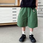 【90-150cm】カーゴショートパンツ 男の子 ベアタグ ウエストベルト付き 無地 カジュアル 子供服 おしゃれ - 画像 (3)