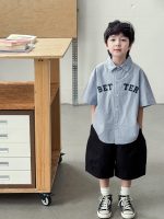 【90-150cm】シャツ 男の子 襟付き 半袖 ロゴ刺繍 カレッジ風 カジュアル トップス - 画像 (4)