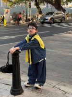 【90-160cm】セットアップ 男の子 デニム素材 着せやすい カジュアル アウター＆パンツ - 画像 (6)