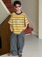 【90-160cm】半袖 トップスＴシャツ 男の子 ボーダー柄 クール - 画像 (4)