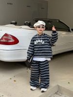 【90-160cm】セットアップ 男の子 ボーダー柄 こなれ感 おしゃれ パーカー＆パンツ - 画像 (5)