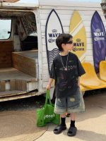 【90-160cm】半袖 Tシャツ 男の子 ゆったり 着せやすい リラックス クール トップス - 画像 (5)