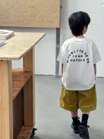【90-150cm】半袖Tシャツ 男の子 ロゴプリント クルーネック カジュアル トップス - 画像 (4)
