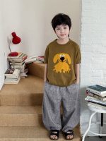【90-150cm】半袖Tシャツ 男の子 アニマルデザイン クルーネック ニット風 カジュアル トップス