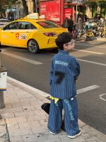 【90-160cm】セットアップ 男の子 デニム素材 着せやすい カジュアル アウター＆パンツ - 画像 (5)