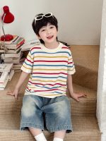 【90-150cm】半袖Tシャツ 男の子 ボーダー柄 クルーネック 薄手 カジュアル 韓国風 トップス - 画像 (5)