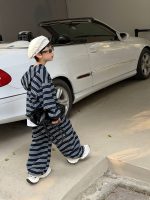 【90-160cm】セットアップ 男の子 ボーダー柄 こなれ感 おしゃれ パーカー＆パンツ - 画像 (3)