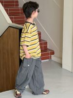 【90-160cm】半袖 トップスＴシャツ 男の子 ボーダー柄 クール - 画像 (3)