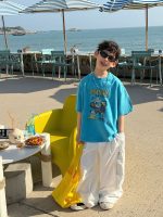 【90-160cm】半袖 Tシャツ 男の子 着せやすい おしゃれ トレンド感 快適 トップス